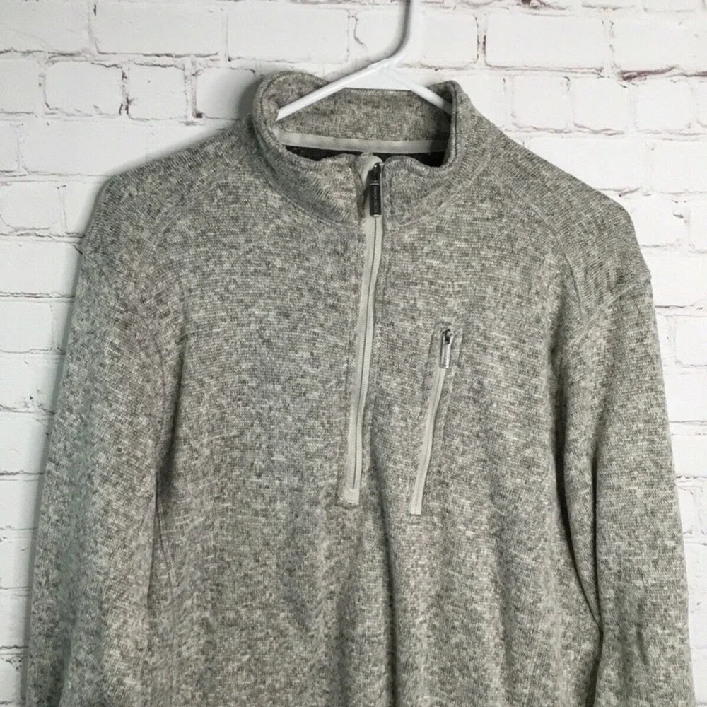 Woolrich Gray Long Sleeve 1/2 Zip MocNeck Fleece Lined‎ Sweater Men L Indonesia
